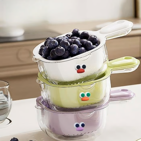 Multifunctional Double-layer Fruit and Vegetable Draining Basket with Handle