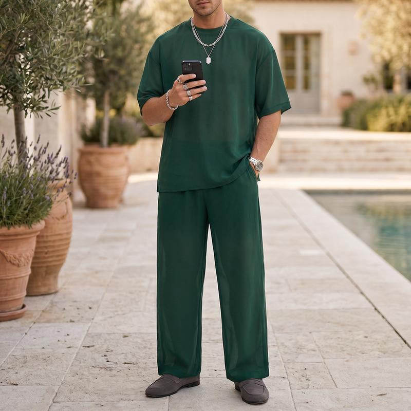 ๐ LIMITED-TIME 50% OFF! ๐ Men's T-Shirt & Wide-Leg Pants 2-Piece Set โ Trendy, Comfortable & Ready-to-Wear ๐ฅ