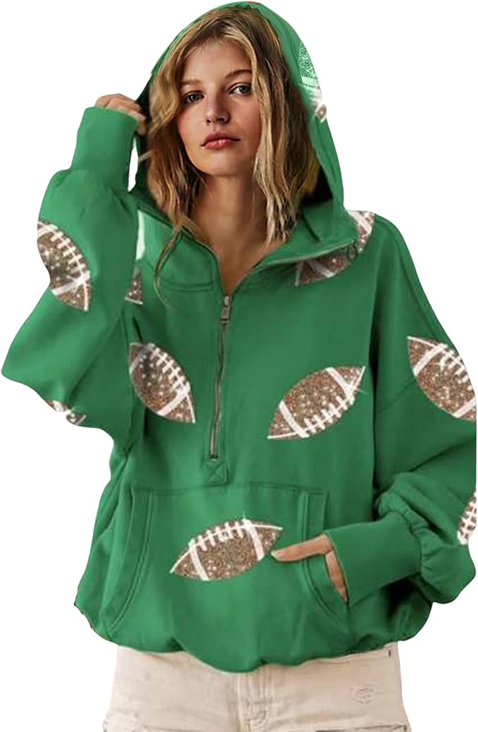 ✨New Early Fall 2026 Collection🔥 50% Off for a Limited Time🔥Womens Game Day Sweatshirts Football Sequin Hoodies with Pocket
