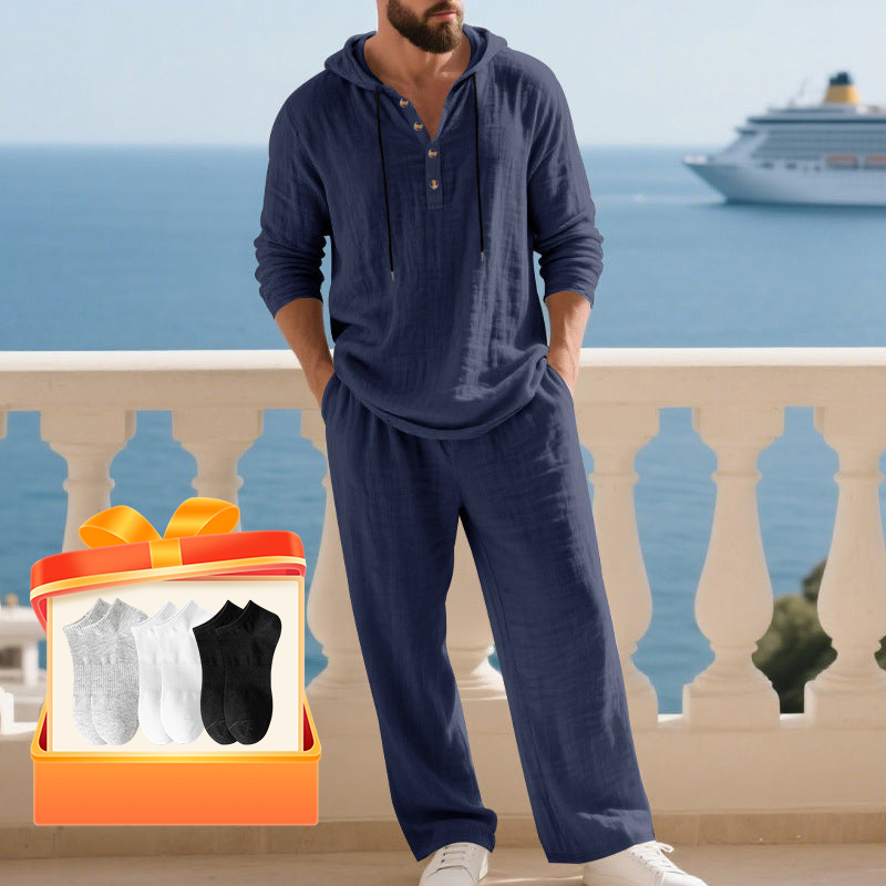 📢📢60% OFF !!!Men's Hooded Casual Loose Top & Pants 2-Piece Set