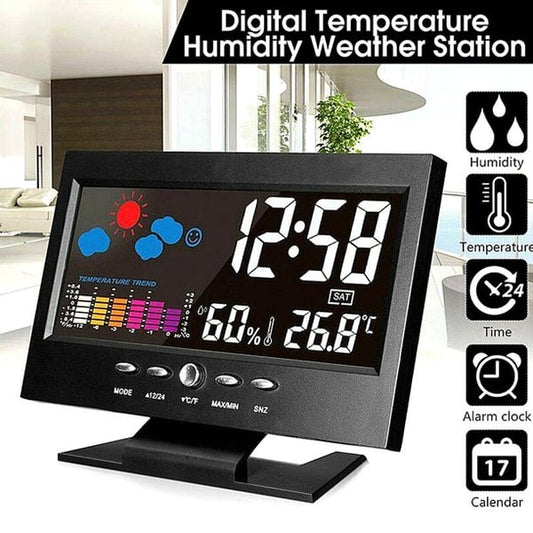 🔥Sale 50%🔥Digital LED Temperature Humidity Monitor Weather Forecast LED Table Alarm Clock