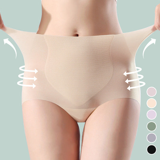 Ultra-thin Ice Silk Seamless High-waist Belly-control Panties