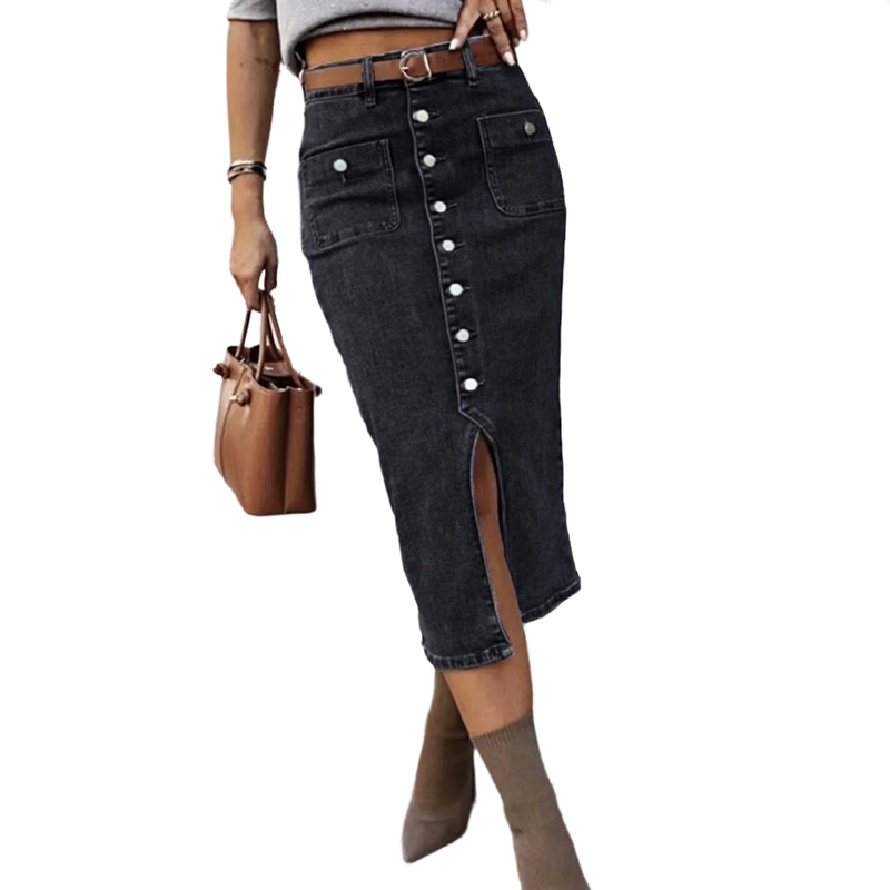 🔈🔈50% OFF NOW👗High-Waist Button-Front Denim Skirt