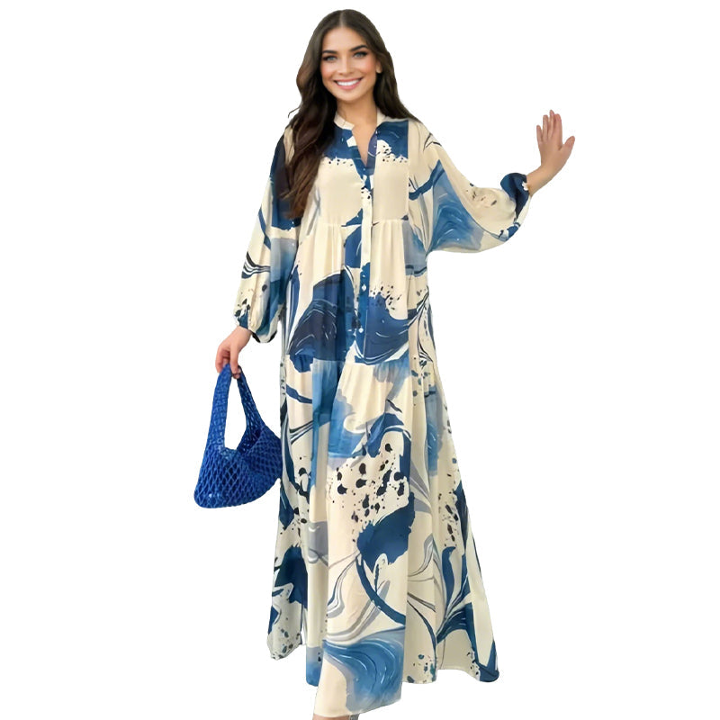 👗 50% OFF NOW! 🌸 Women’s Floral V-Neck Maxi Dress – Cloud-Like Comfort & Elegant Tiers 💃