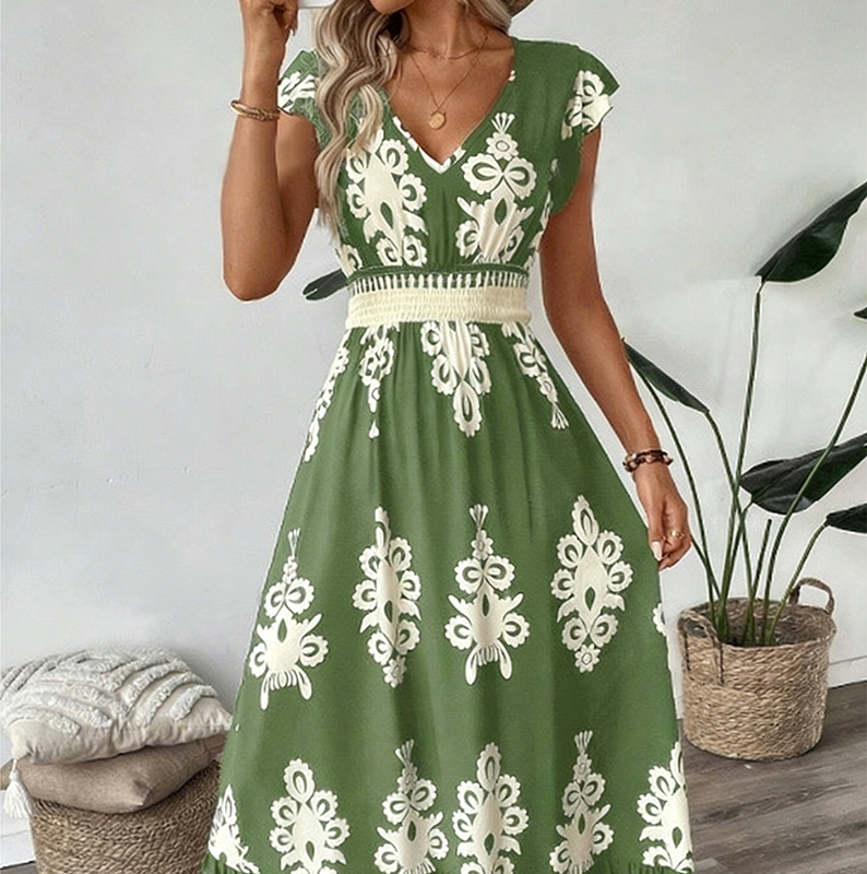 ๐ 50% OFF NOW! ๐จ Women's Baroque Print Maxi Dress โ V-Neck, High Waist & Flowy Silhouette ๐ธ
