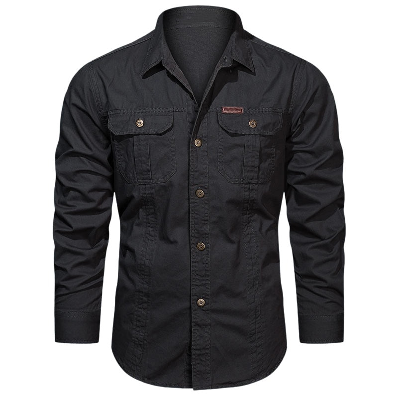 👔 LIMITED-TIME 50% OFF! ⚒️ Men's Long Sleeve Cotton Workwear Shirt – Durable, Breathable, Chest Pockets 🏔️