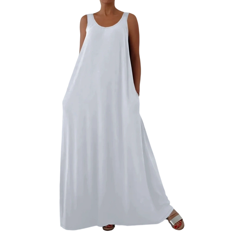 👗 LIMITED-TIME 50% OFF! ✨ Women's Sleeveless Maxi Dress – Solid Color, Side Pockets, A-Line, Durable Polyester 🌸