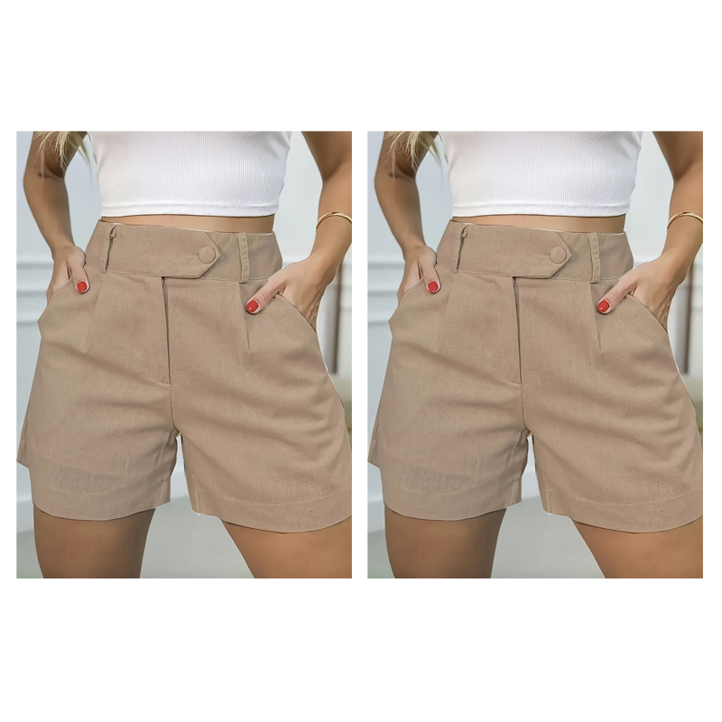 Women's High-Waist Pleated Shorts