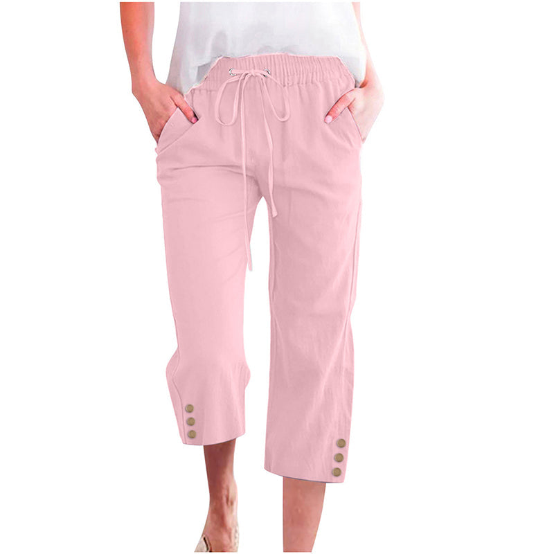 🌸 Drawstring Capris – Pockets & Breathable Comfort