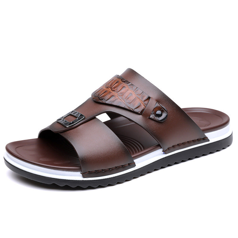 ☀️ 50% Off | Men's Faux Leather Slip-On Sandals – Premium Comfort ✈️🌞