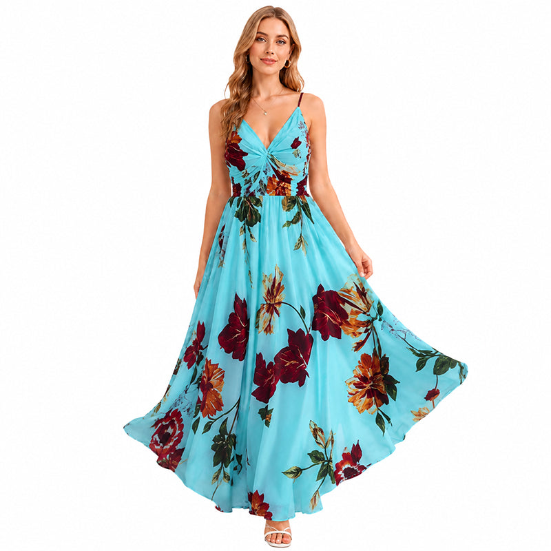 ๐ธ 2026 Sale โ Over 48,000 Sold! ๐ Women's Printed Spaghetti Strap Maxi Dress โ Floral V-Neck Elegance โจ