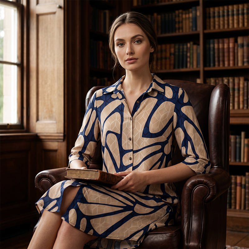 👗 50% OFF NOW! 💥Women's Geometric Print Button-Down Shirt Dress