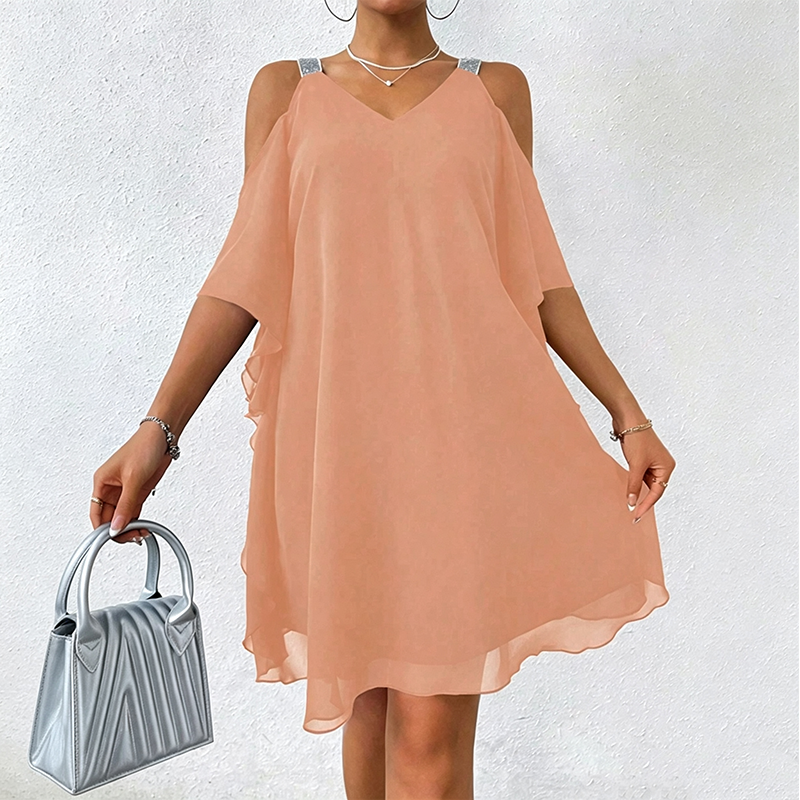 โจ๐ LIMITED TIME 50% OFF! ๐Cold-Shoulder V-Neck Maxi Dress โ Trendy cutouts & elegant drape โ Turn heads at any event.