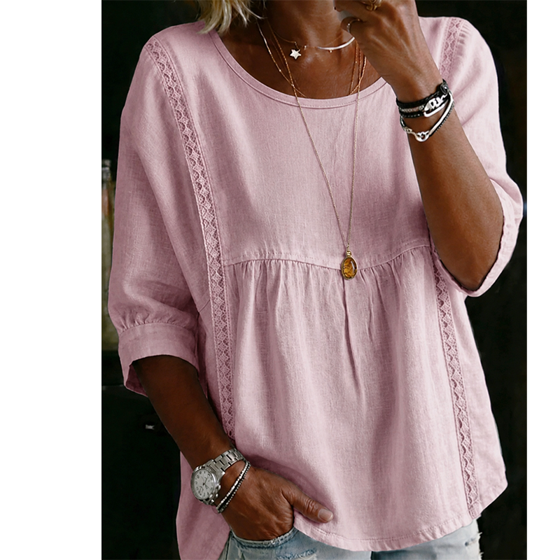 🎨✨ LIMITED TIME 50% OFF! 🦋Women's Lace V-Neck 7/8 Sleeve Blouse