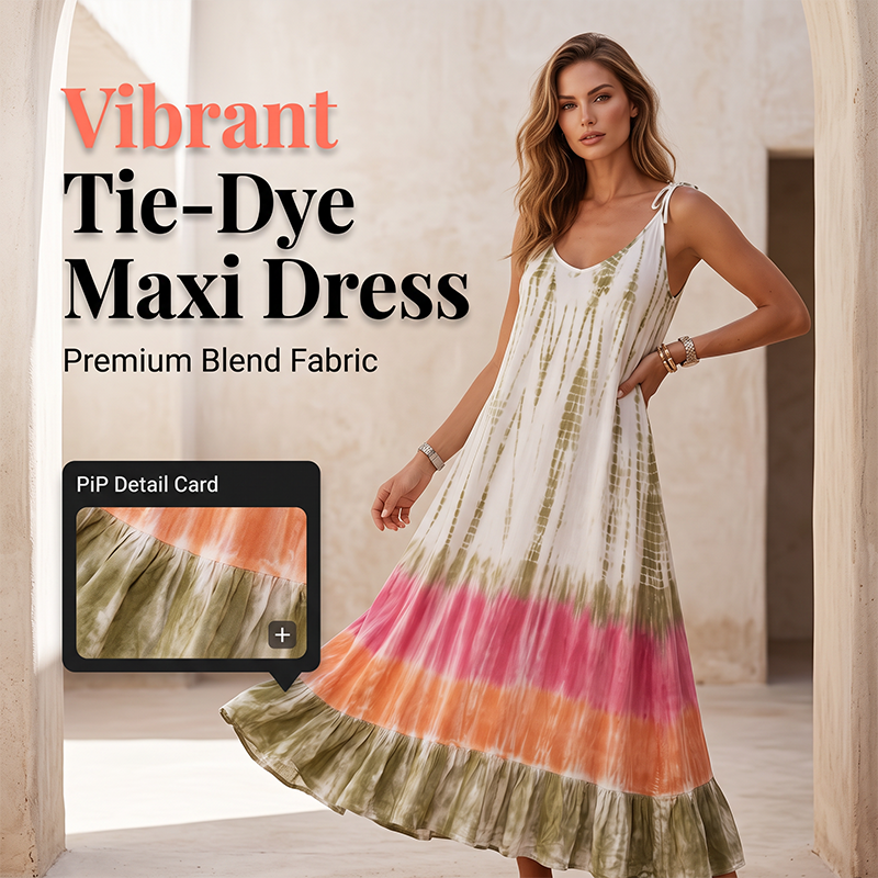 🔥Summer Sale 50% OFF💝Women Summer Tie Dye Maxi Dress Sleeveless Beach Sundress🌙 Free Moon & Star Necklace for today’s first 30 orders! 🎁