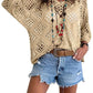 🥰Summer Sale💛Womens Bohemian-Inspired Beige Crochet Top With V-Neck