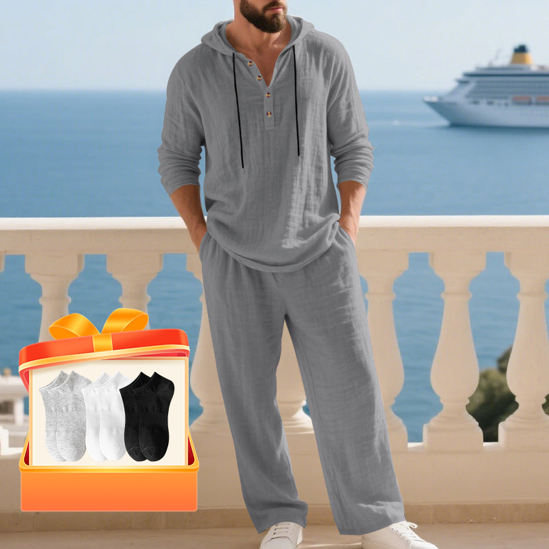 📢📢60% OFF !!!Men's Hooded Casual Loose Top & Pants 2-Piece Set