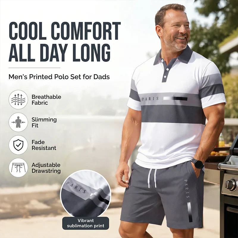 📢📢ONLY $42.99 FOR THE WHOLE 2 PIECES Outfit⏳LAST DAY SALE 50% OFF !!📢Men's Two-Piece Shirt and Shorts Set, Soft Breathable Casual Short Sleeve Top & Shorts Loungewear Set For Daily Summer Wear