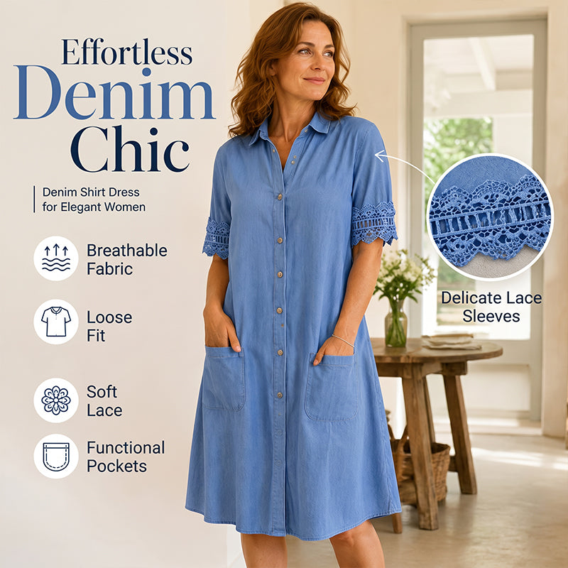 ⏳Limited-time 50% off⏰🔥Women's Casual Loose Fit Denim Dress with Pockets