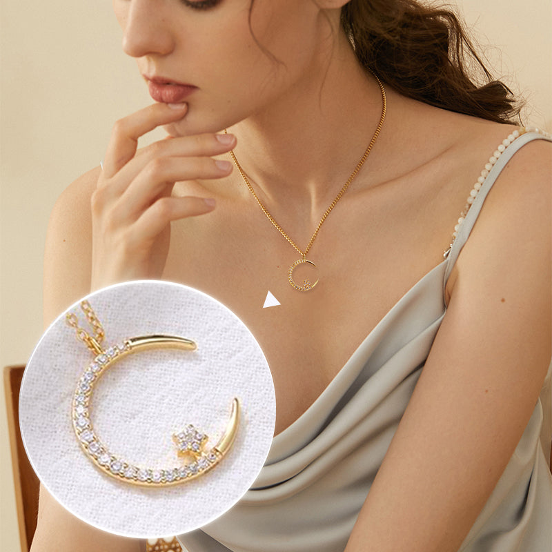 ✨ Moon & Star Necklace — A Timeless Gift for Mom 💖