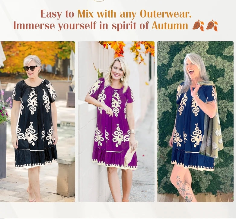 🌸Spring Specials  50%OFF🌸Geometric Pattern Multi Print Square Neck Dress
