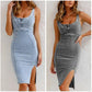 🍹2026 New Style🌤️Curvy-Friendly Denim Bodycon – U-Neck Cami Style That Turns Heads!