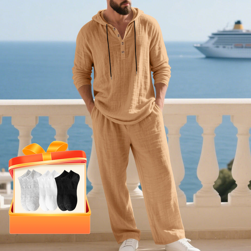 📢📢60% OFF !!!Men's Hooded Casual Loose Top & Pants 2-Piece Set