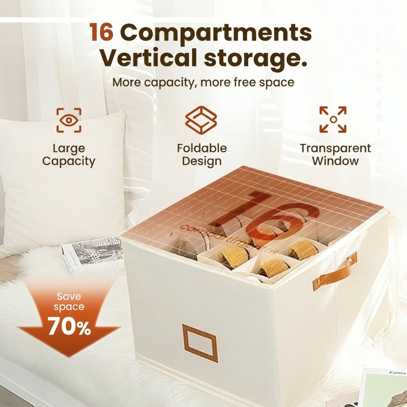 ⏰🔥LIMITED TIME 50% OFF! 👟 Fabric Shoe Organizer Storage Box – Foldable, Large Capacity, Dustproof & Breathable for Closet & Bedroom 🧺✨-UK