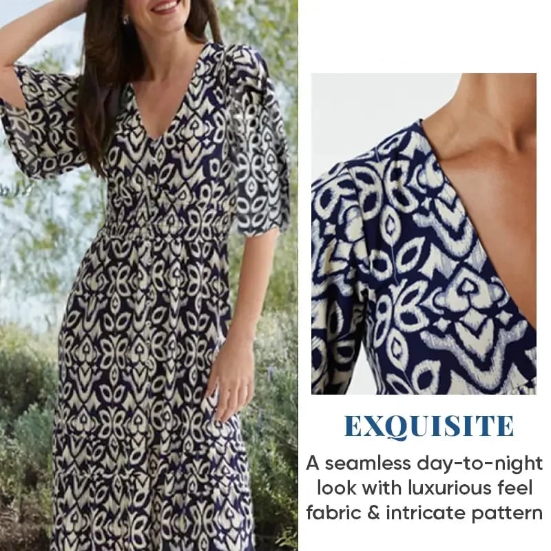 🔥 LIMITED TIME 50% OFF! 👗 Vacation Casual Print V-Neck Waist Wrap Long Dress – 2459+ Sold! Flexible On & Off Shoulders 🌸