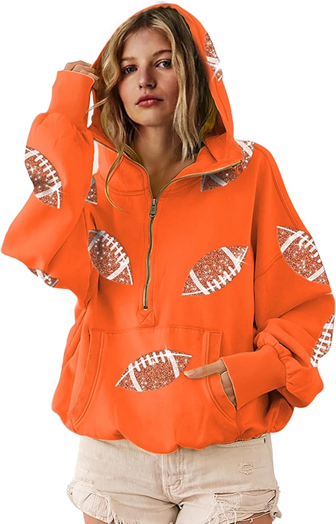 ✨New Early Fall 2026 Collection🔥 50% Off for a Limited Time🔥Womens Game Day Sweatshirts Football Sequin Hoodies with Pocket