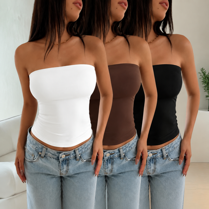 👗🔥 Women's Strapless Slim Fit Tube Top – 50% OFF! Stay up, stay sleek – no straps, no slips, just style. ✨💃