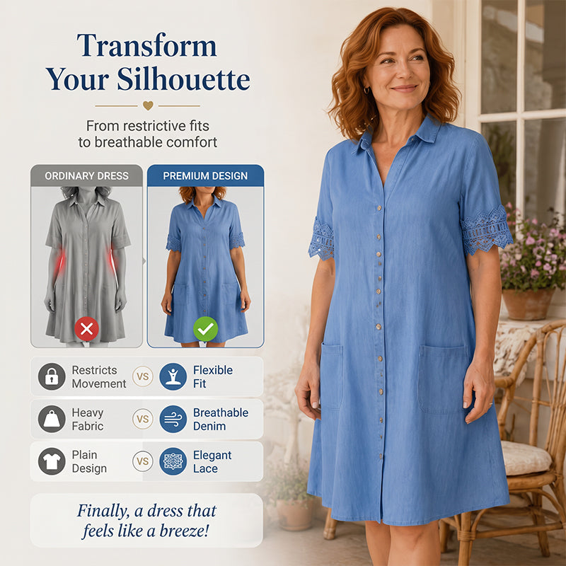 ⏳Limited-time 50% off⏰🔥Women's Casual Loose Fit Denim Dress with Pockets