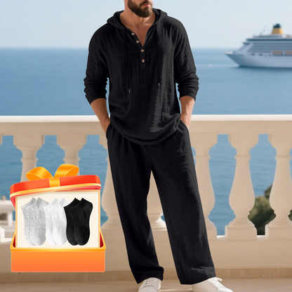 📢📢60% OFF !!!Men's Hooded Casual Loose Top & Pants 2-Piece Set