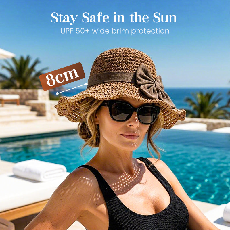 🎀 50% DISCOUNT 👒 | Straw Hat with Retro Bow – Foldable & Breathable for Summer