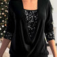 🎄Sequin Loose Smocked Fake Two-Piece Top