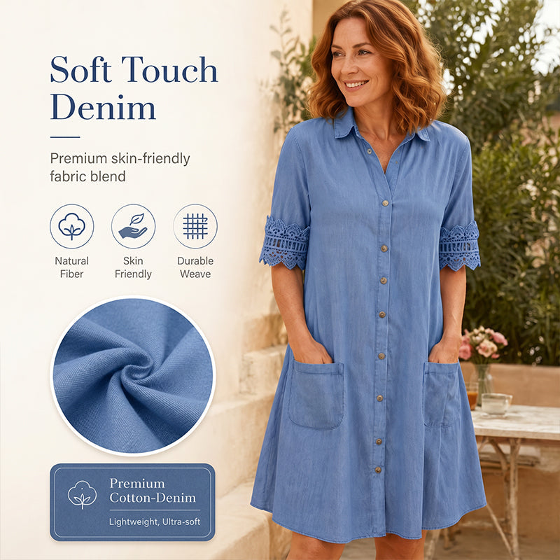⏳Limited-time 50% off⏰🔥Women's Casual Loose Fit Denim Dress with Pockets