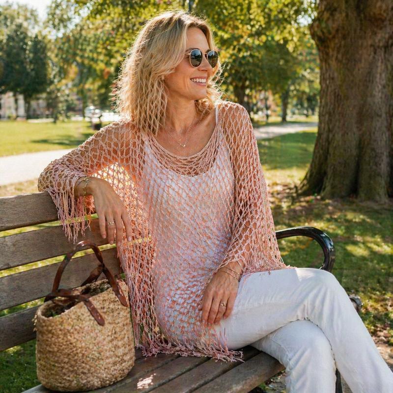 🏆 Last Day Special Price $19.99! 💐Summer Metallic Crochet Cover-Up – Lightweight, Flowy & Effortlessly Stylish summer outfit