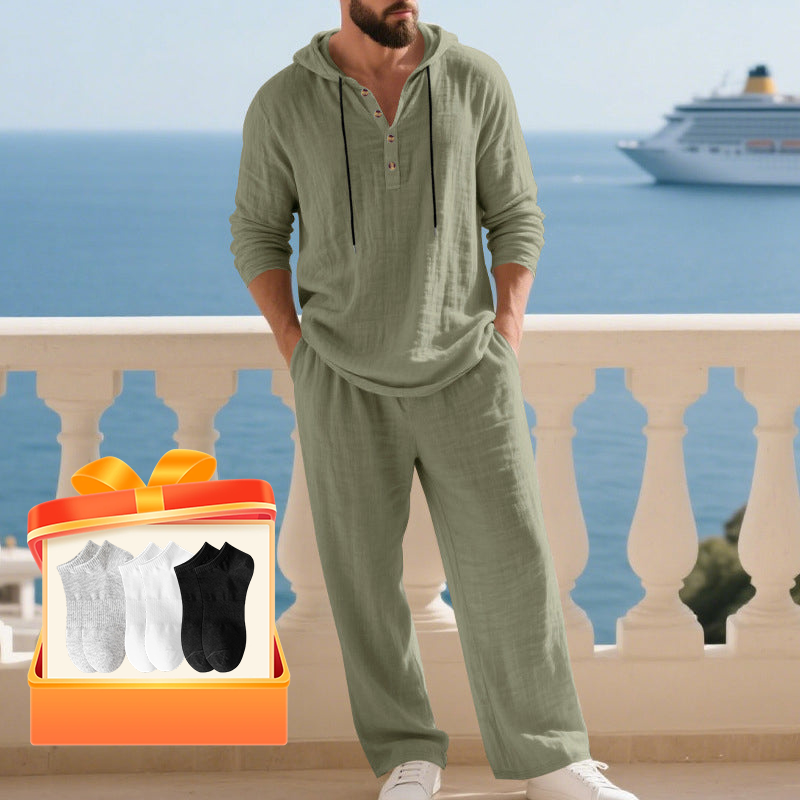 📢📢60% OFF !!!Men's Hooded Casual Loose Top & Pants 2-Piece Set