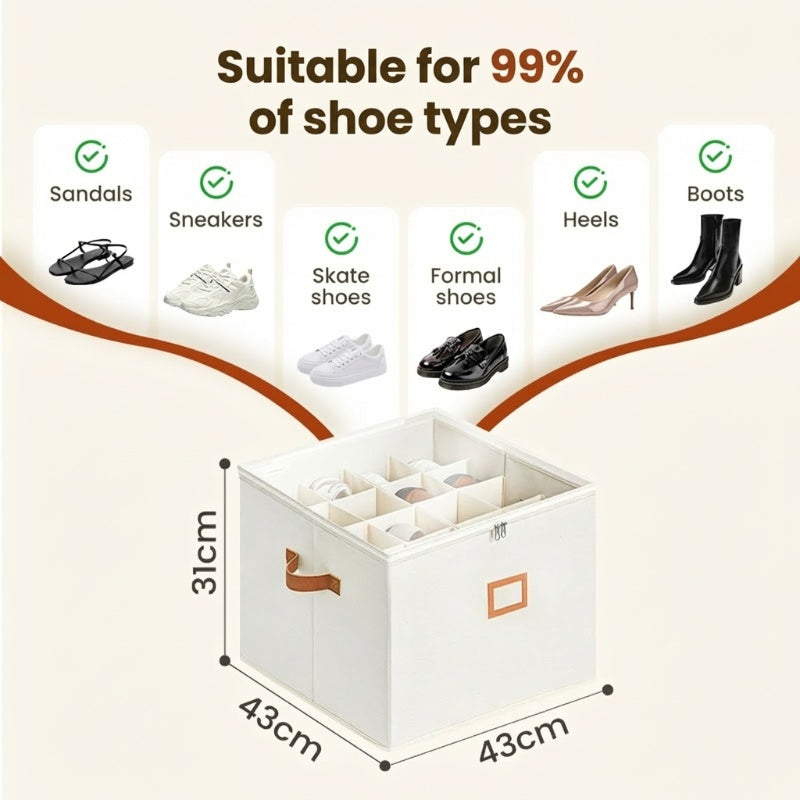 ⏰🔥LIMITED TIME 50% OFF! 👟 Fabric Shoe Organizer Storage Box – Foldable, Large Capacity, Dustproof & Breathable for Closet & Bedroom 🧺✨-UK