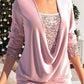 🎄Sequin Loose Smocked Fake Two-Piece Top