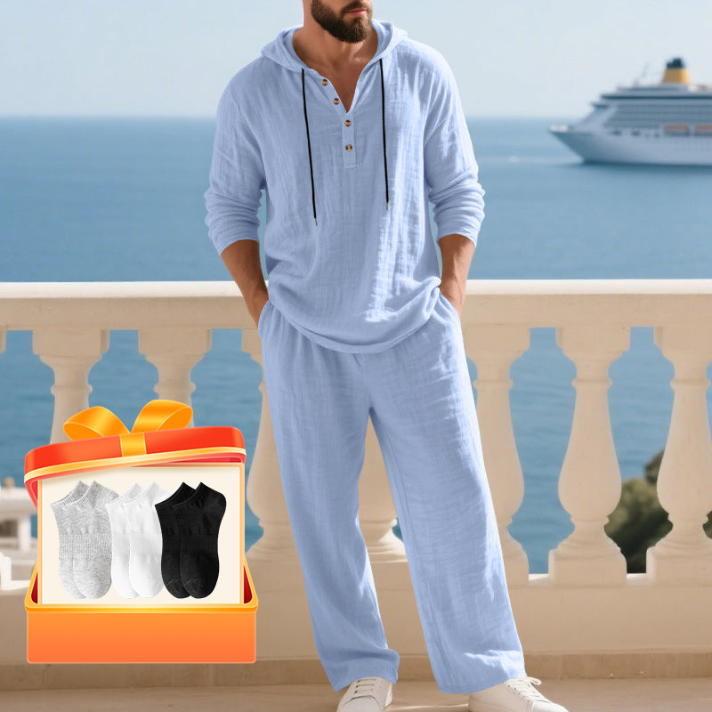 📢📢60% OFF !!!Men's Hooded Casual Loose Top & Pants 2-Piece Set