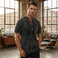 🌸Spring sale: 50% off👕Men Gothic Retro T-Shirt, Lace-up V-neck, Linen Pocket