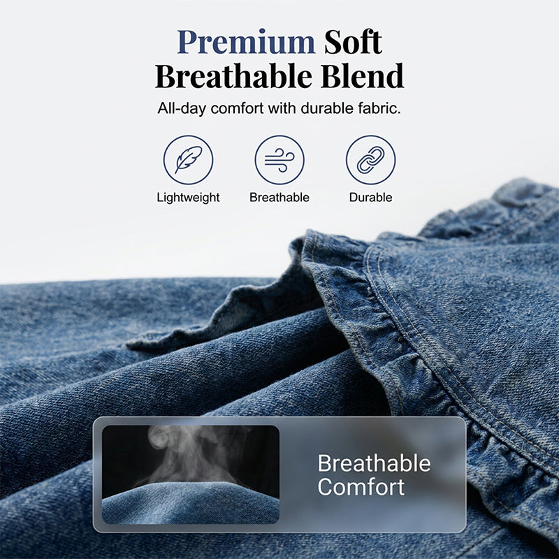 🧥 50% OFF NOW! 🌸 Women's Ruffle Trim Open-Front Denim Jacket – Lightweight, feminine & versatile – chic for any outfit 👗