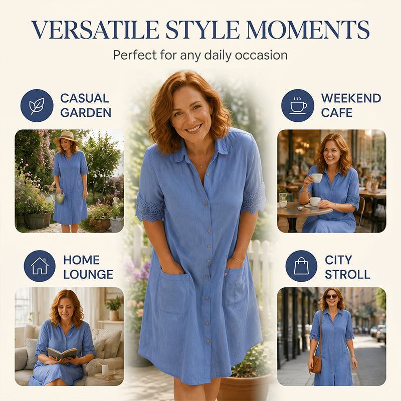 ⏳Limited-time 50% off⏰🔥Women's Casual Loose Fit Denim Dress with Pockets