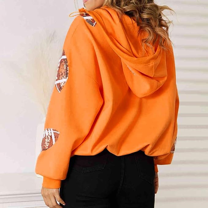 ✨New Early Fall 2026 Collection🔥 50% Off for a Limited Time🔥Womens Game Day Sweatshirts Football Sequin Hoodies with Pocket