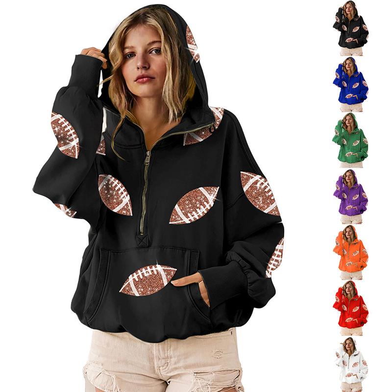 ✨New Early Fall 2026 Collection🔥 50% Off for a Limited Time🔥Womens Game Day Sweatshirts Football Sequin Hoodies with Pocket