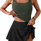 🩱Summer Hot Sale 50% OFF☀️🌊Women's Tummy Control Two Piece Swimsuit High Waisted Tank Top with Swim Skirt