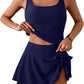 🩱Summer Hot Sale 50% OFF☀️🌊Women's Tummy Control Two Piece Swimsuit High Waisted Tank Top with Swim Skirt