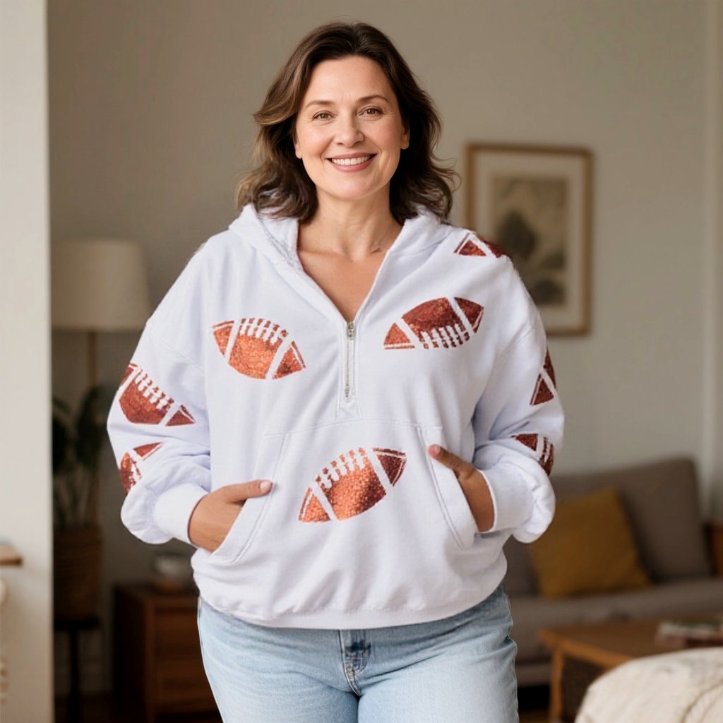 ✨New Early Fall 2026 Collection🔥 50% Off for a Limited Time🔥Womens Game Day Sweatshirts Football Sequin Hoodies with Pocket