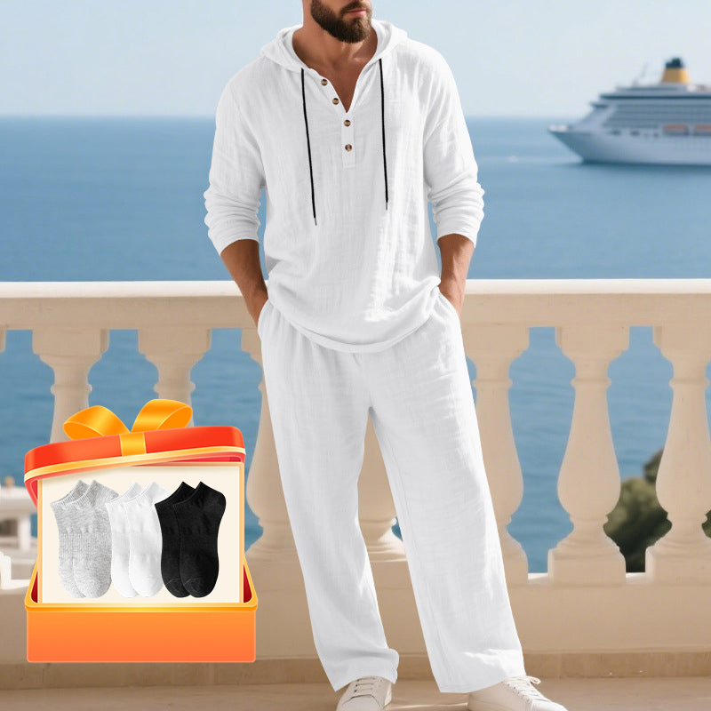 📢📢60% OFF !!!Men's Hooded Casual Loose Top & Pants 2-Piece Set